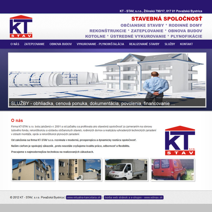 Firemná web stránka pre KT-STAV, s.r.o., Považská Bystrica