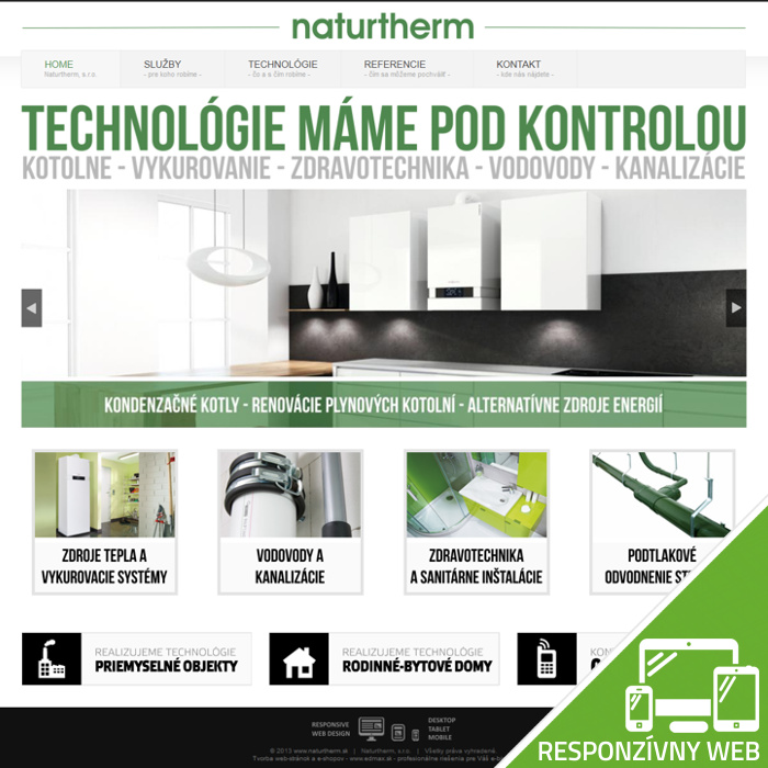 Firemná web stránka pre Naturtherm, s.r.o., Žilina
