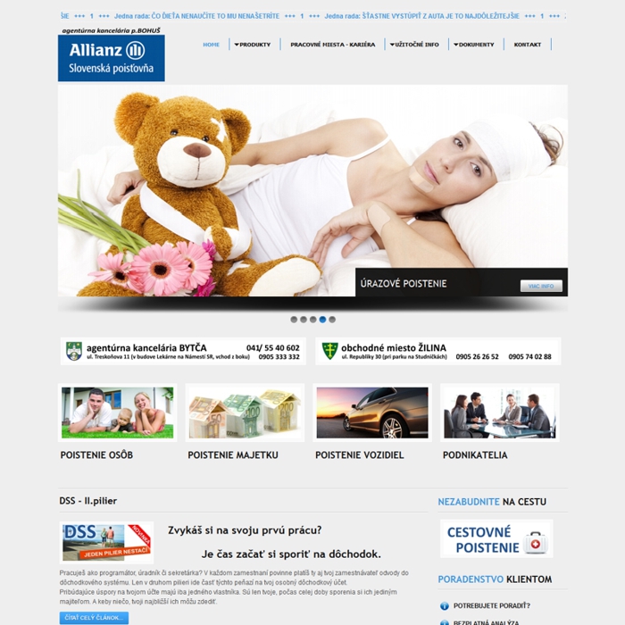 EDMAX, s.r.o. | Tvorba internetového portálu agentúrnej kancelárie poisťovne Allianz, región Bytča a región Žilina