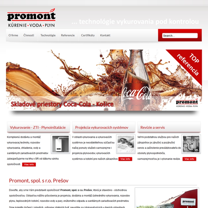 Firemná web stránka pre Promont, spol. s r.o Prešov