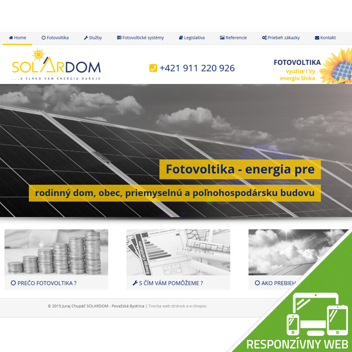 EDMAX, s.r.o. | Tvorba prezentačnej web stránky pre SOLARDOM, Považská Bystrica